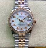 Swiss Copy Rolex Datejust 2-Tone Rose Gold Mop Dial Diamond watch 31mm Mid-size